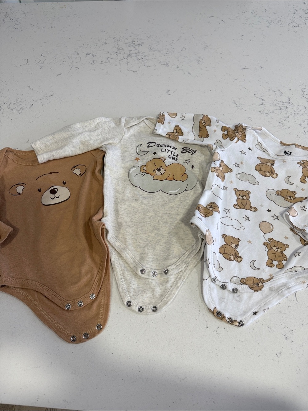 3-Pack Baby Bear One-Piece Bodysuits - Brown, Cream, White